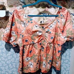 Versona Light Pink Floral Blouse Top